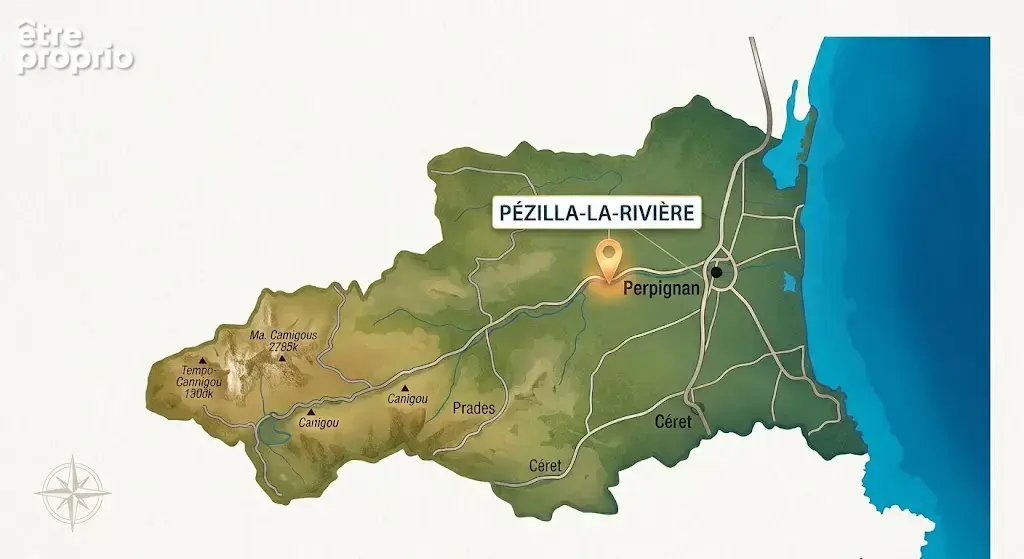 Pezilla-la-rivière : Terrain 3 faces de 242 m2 - photo 2