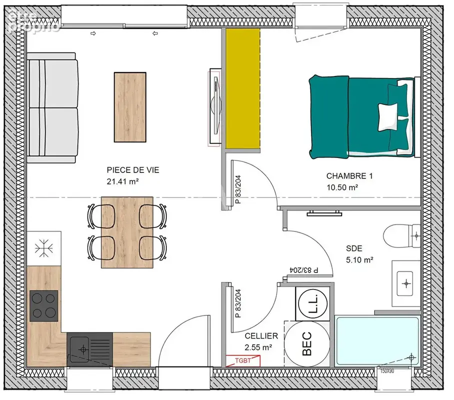 Maison Notre-Dame-De Monts 2 pièce(s) 39.56 m2 - photo 3