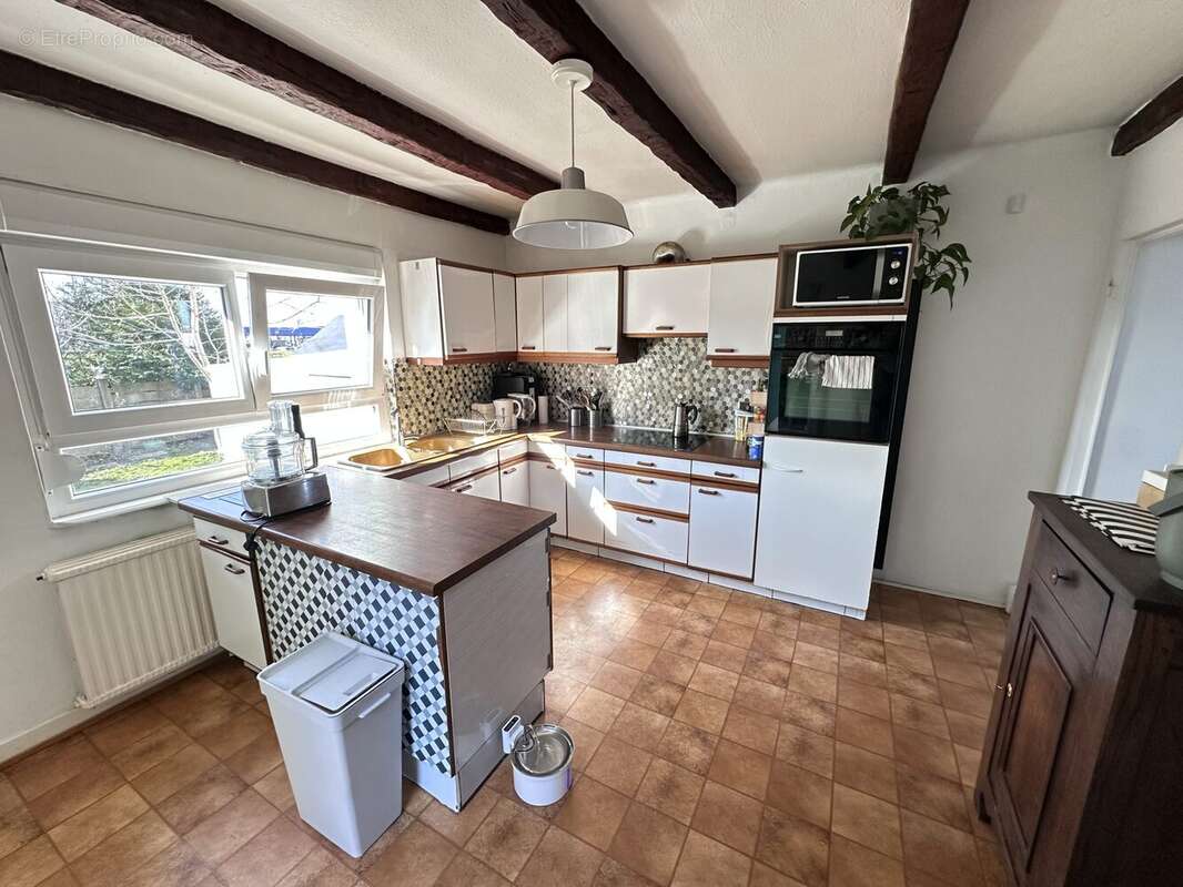 Grande cuisine avec accès au jardin - Maison à SOUFFELWEYERSHEIM