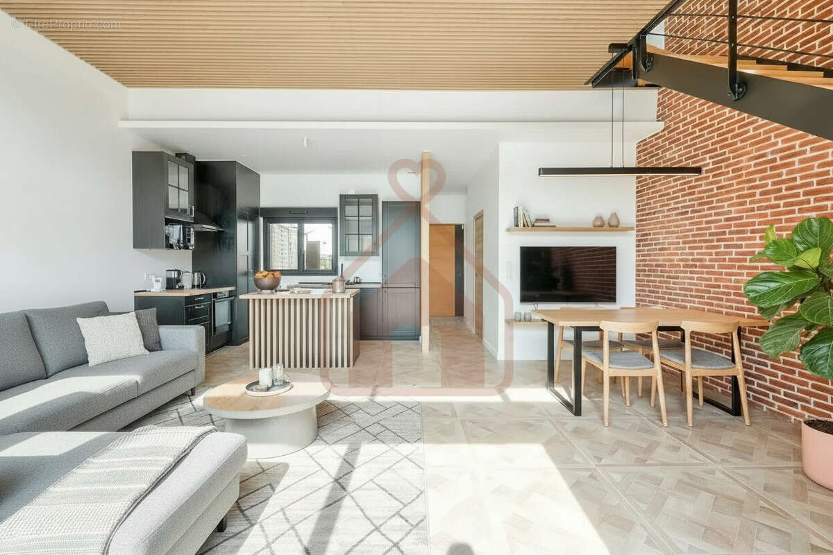 SALON / CUISINE  - Maison à VITRY-SUR-SEINE