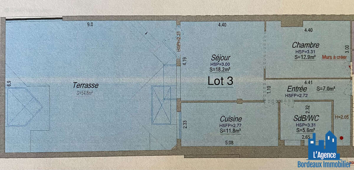 Bordeaux - croix blanche - appartement de 55 m² avec une terrasse de 54 m² . benoît trement - o6 51 26 22 32. - photo 8