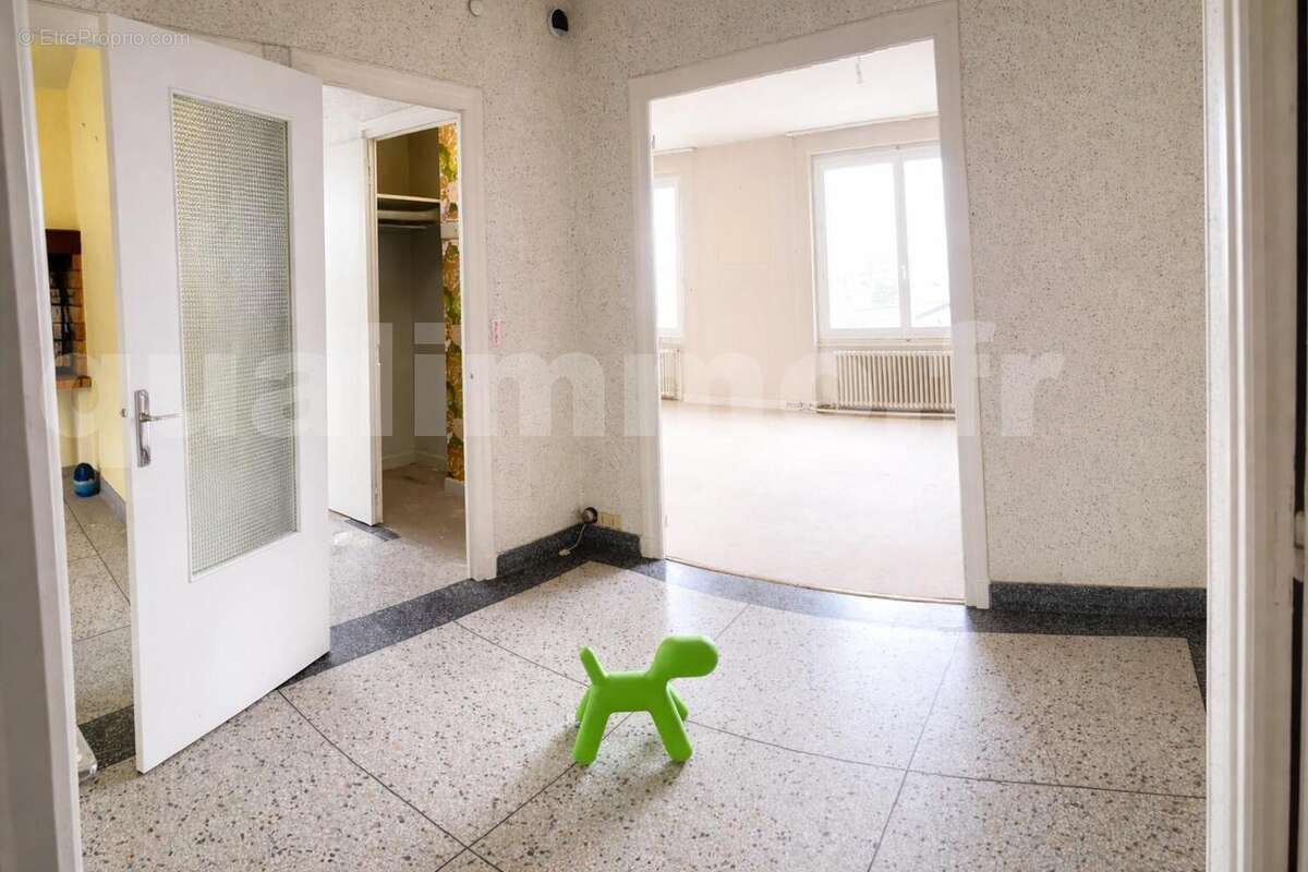 Couloir lumineux avec tabouret en forme de chien - Maison à CHAMALIERES