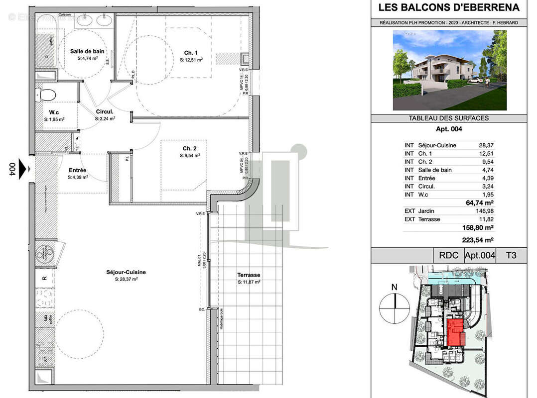 Proche Chiberta, T3 avec grand jardin et parking - photo 4