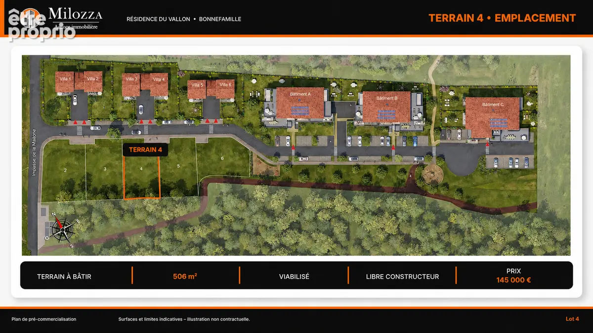 Bonnefamille - Terrain viabilisé libre constructeur de 506 m² - photo 2