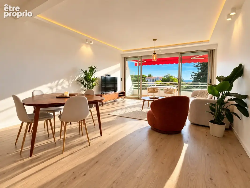 Cannes bas montfleury rare ! t3 85m2 refait à neuf vue mer terrasse 15m2 sud double garage cave - photo 3