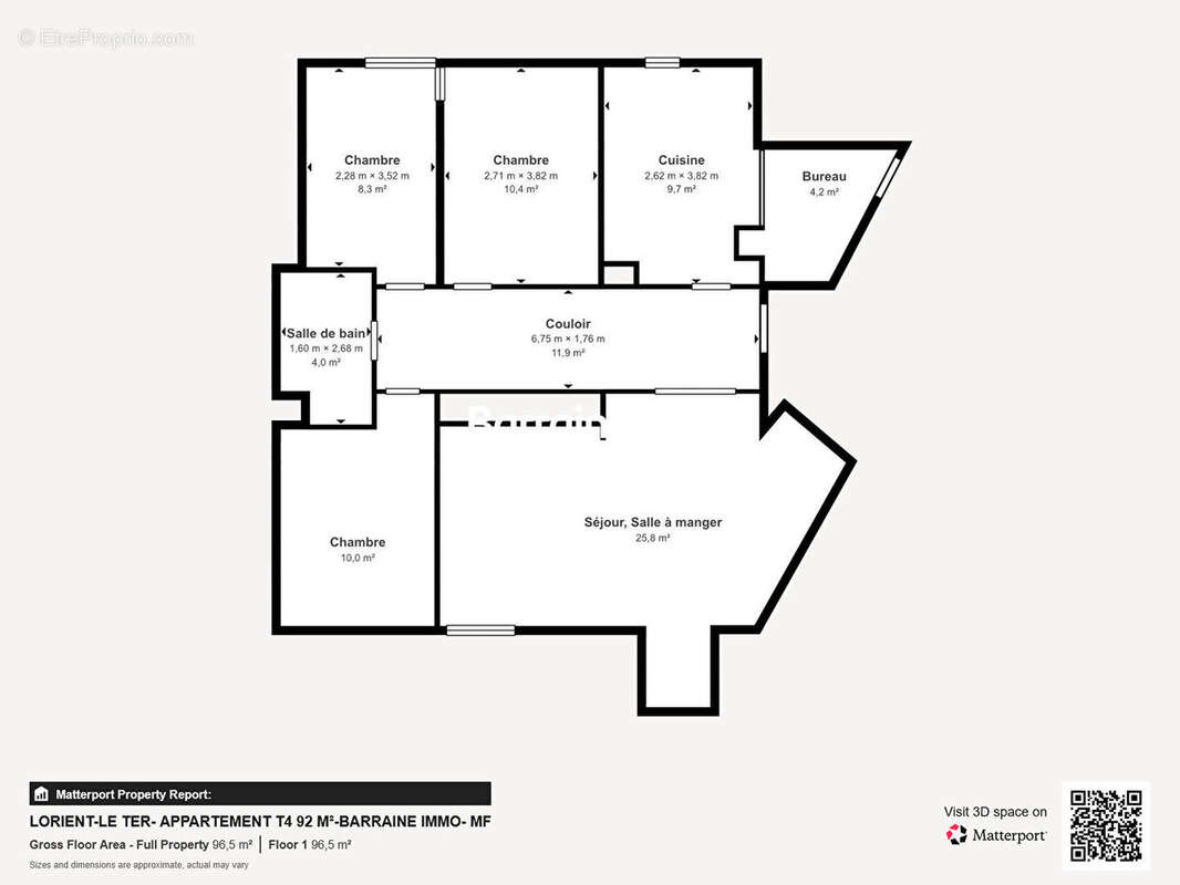 A VENDRE  - Appartement 4 pièces- 3 chambres- à Lorient-le ter-dernier étage-ascenseur-garage - photo 10