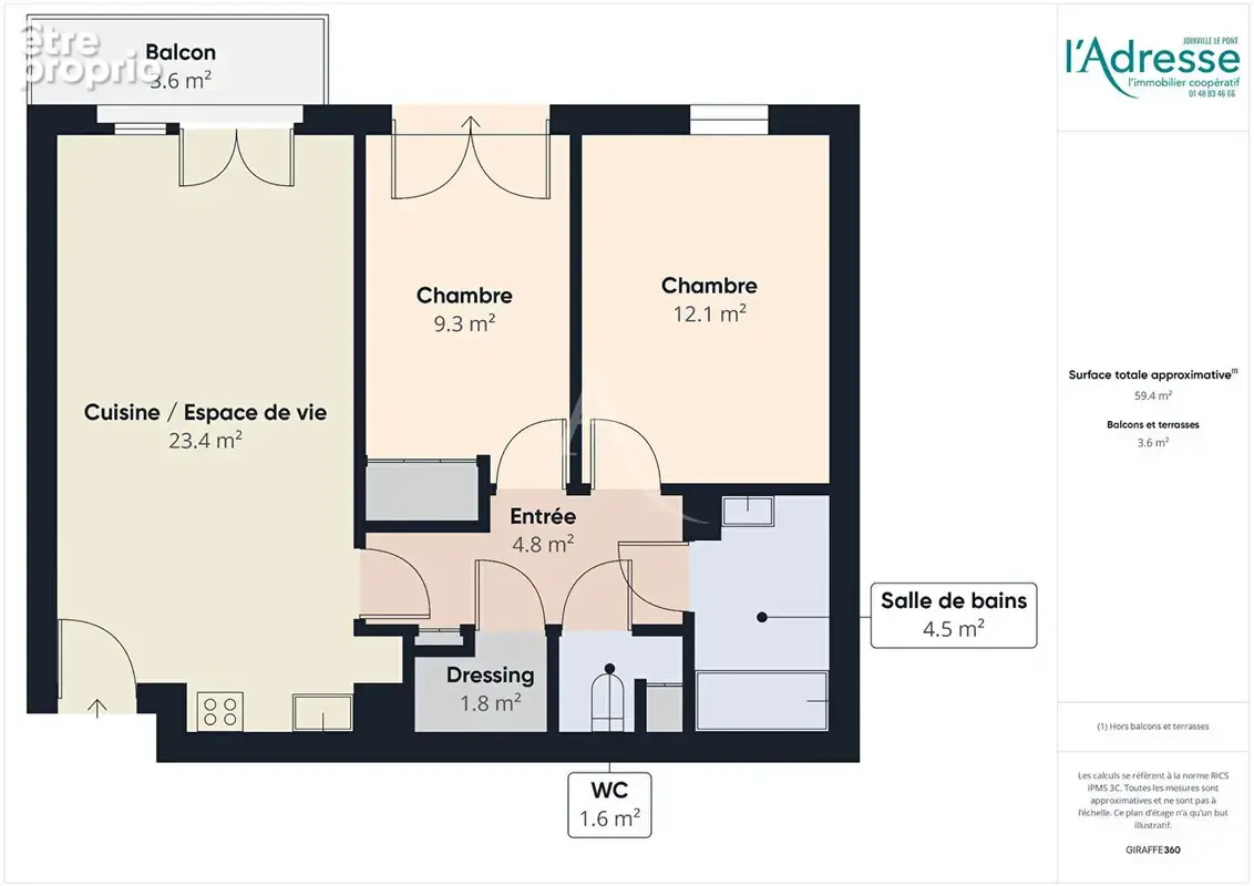 Appartement Noisy Le Grand 3 pièce(s) 59,40 m2 - photo 9