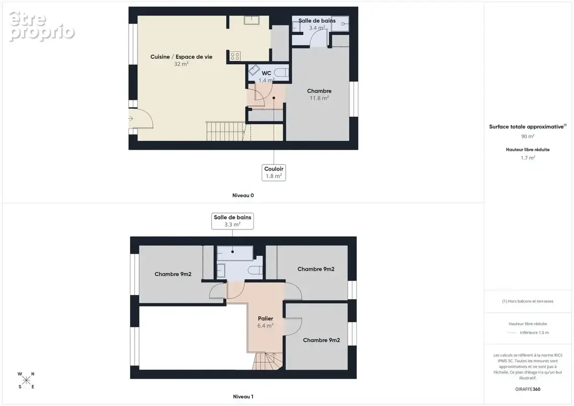 Duplex 90 m² – Terrasse 30 m² – 4 ch – Parking - photo 15
