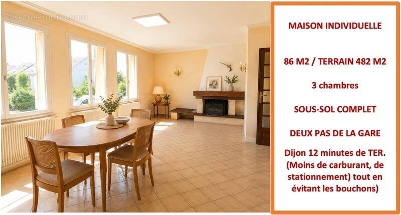 GENLIS (21110) Maison individuelle à vendre 5 pièces, 3 chambres possibilité 4, sous-sol complet avec garage sur 482m2 - photo 1