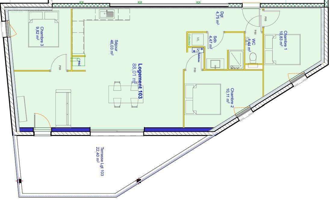 plan lot 103 - Appartement à VALDAHON