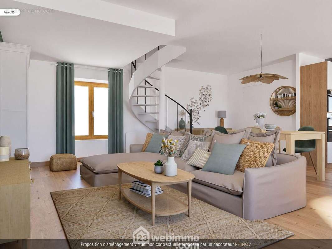 Comme suggéré par cette proposition virtuelle 3D avec espace salon, - Maison à CEAUX-EN-COUHE