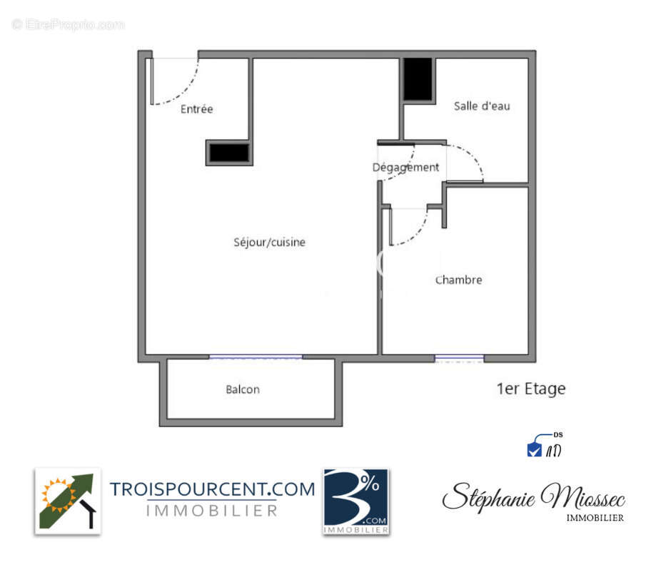 Appartement T2 de 40,93 m2   Balcon sud   Parking - photo 10