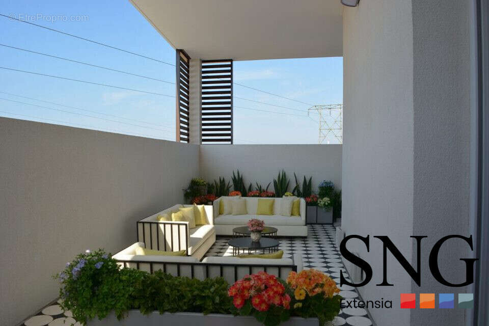 Terrasse côté Nord Ouest meublée - Appartement à BAILLARGUES