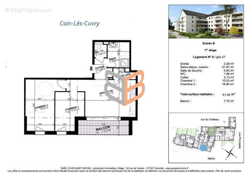 Appartement 61 m² à Coin-Les-Cuvry  - photo 3