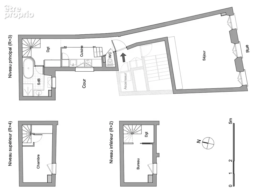 Triplex de 71m2 refait par architecte - photo 4