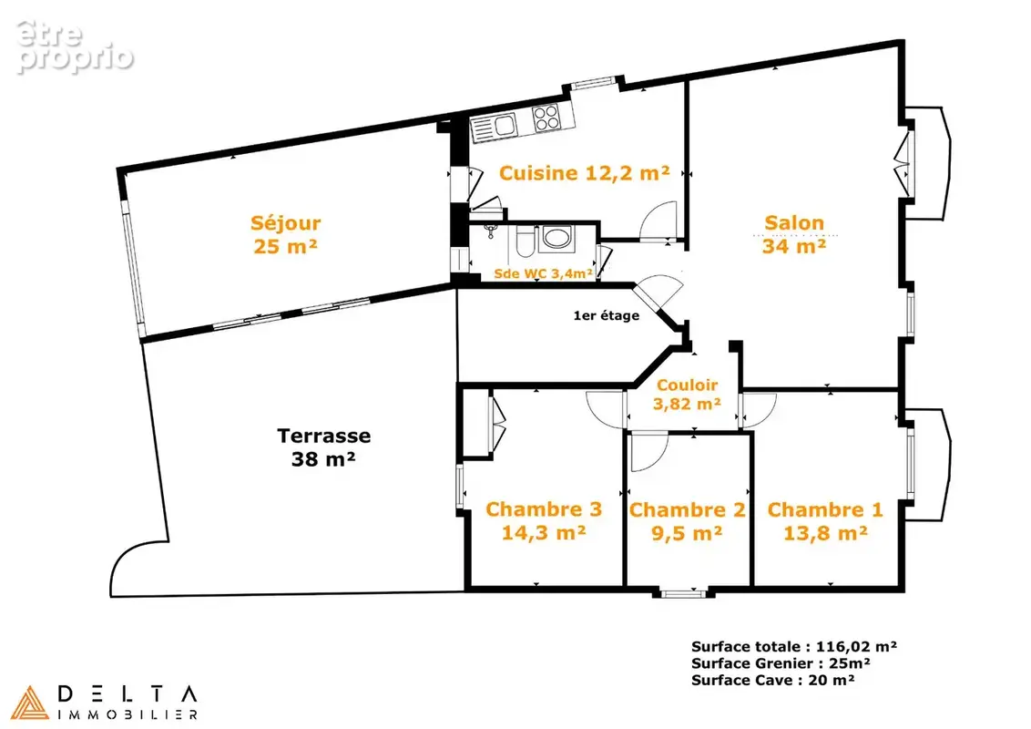 Appartement 116m² avec terrasse, grenier et cave - photo 13