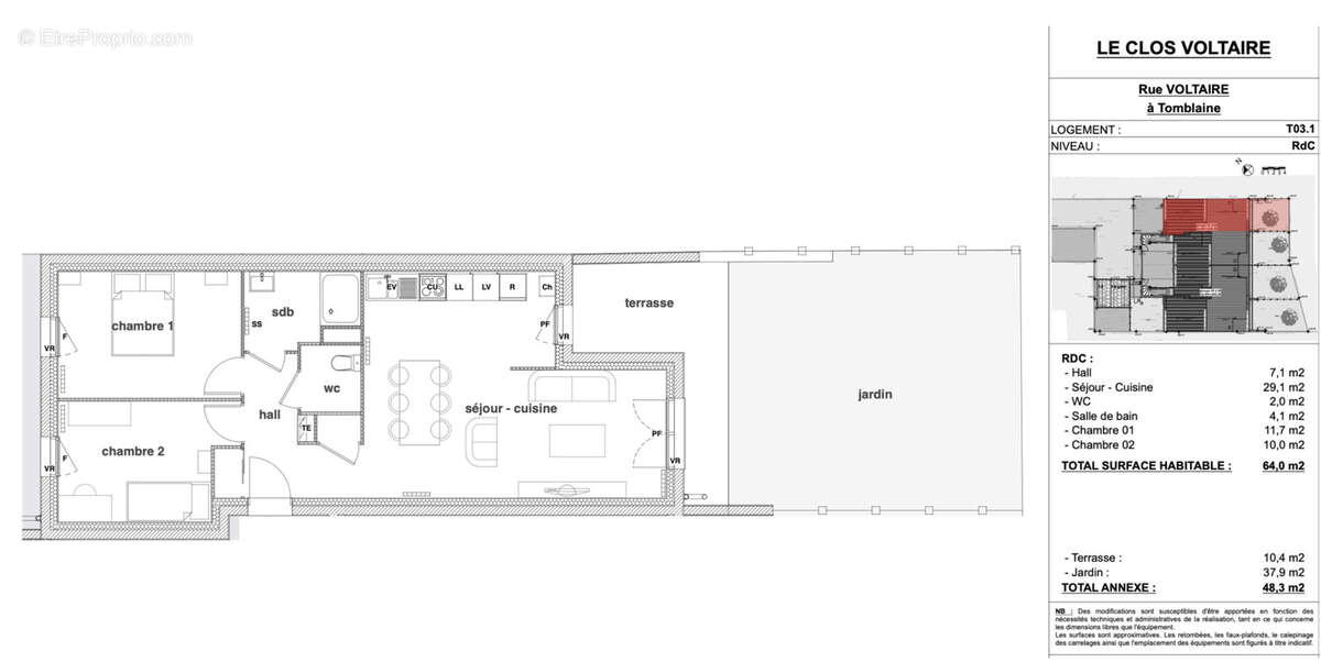 Appartement à TOMBLAINE