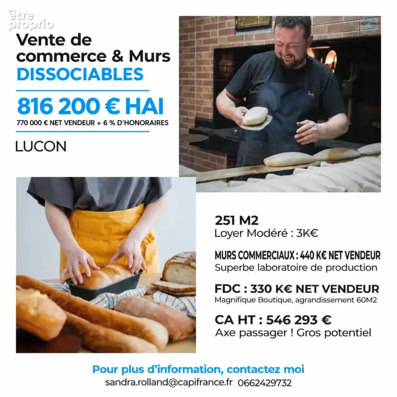 Vente murs commerciaux boulangerie patisserie snacking a lucon, indissociables de la vente du fonds de commerce - photo 3