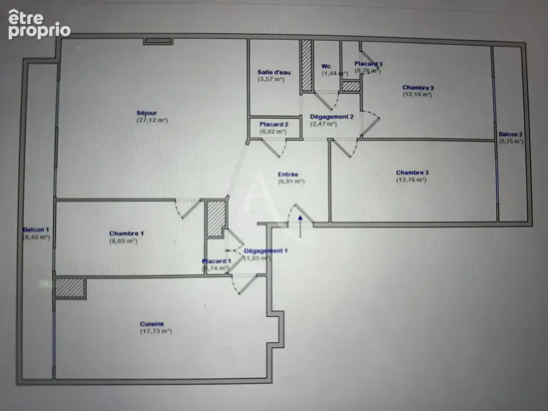 Appartement T4, 97 m2 avec deux balcons, cave et place de parking en sus - photo 7