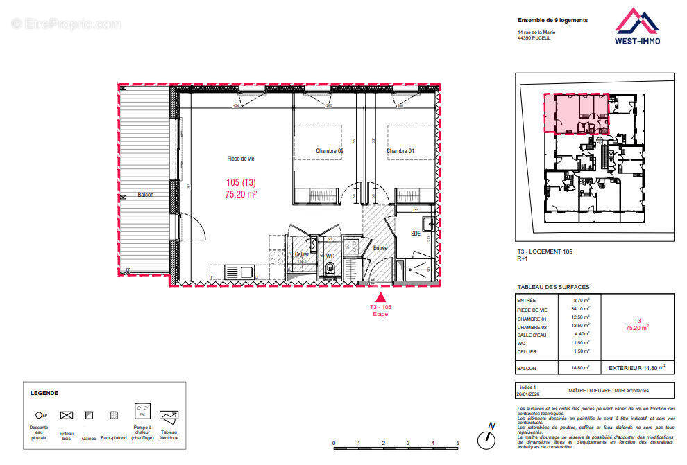 Appartement à NOZAY