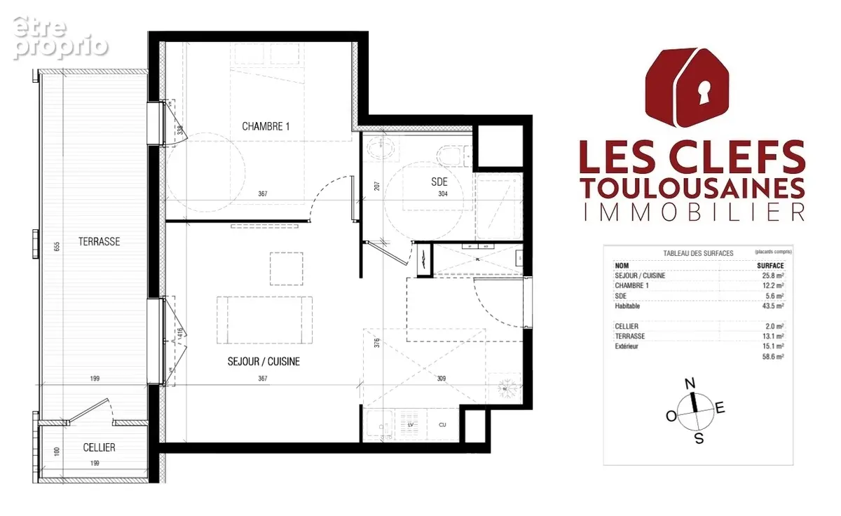 Appartement Toulouse 2 pièces de 40 m2 + 15m² de Terrasse ! - photo 9