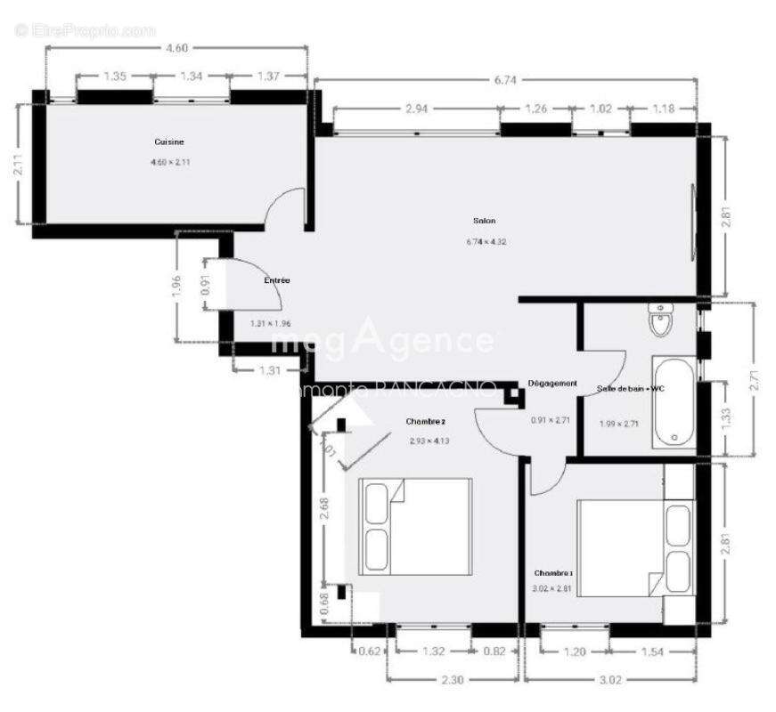 T3 rénové 67 m² – Balcon, DPE B, lumineux en résidence sécurisée - photo 9