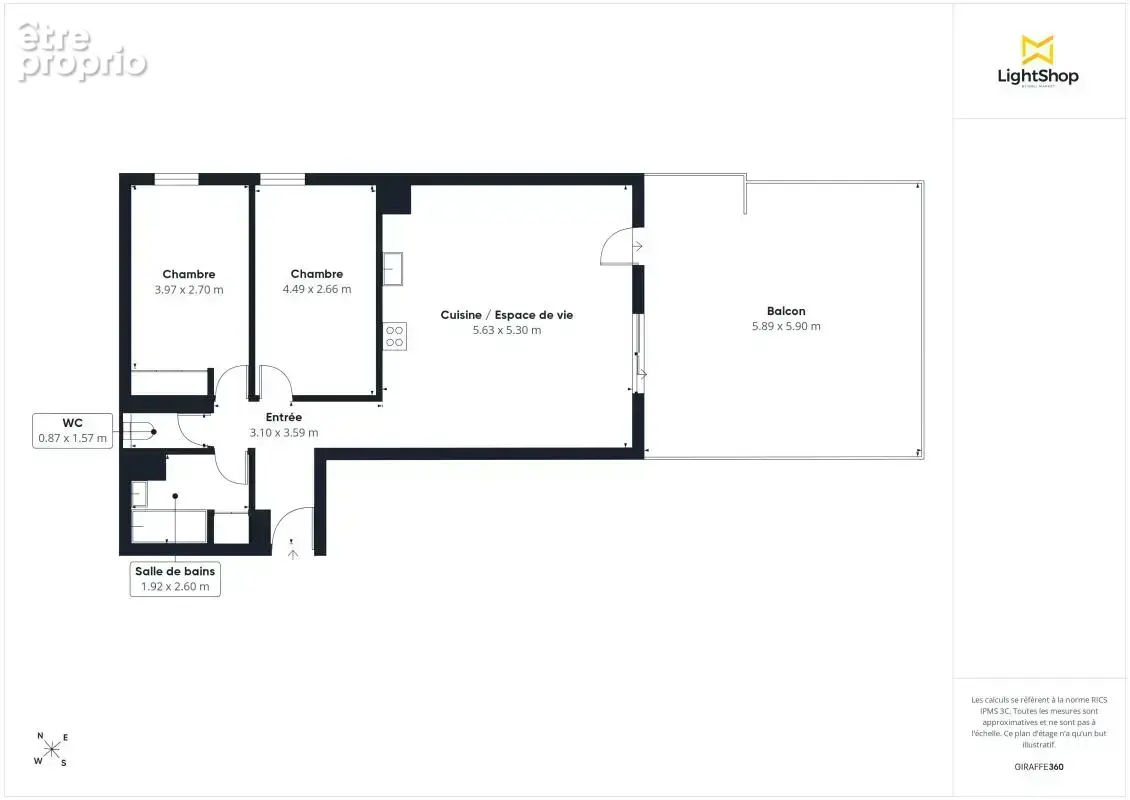 Grand 3 pièces - Terrasse 34 m² - Immeuble récent - Faibles charges - photo 3