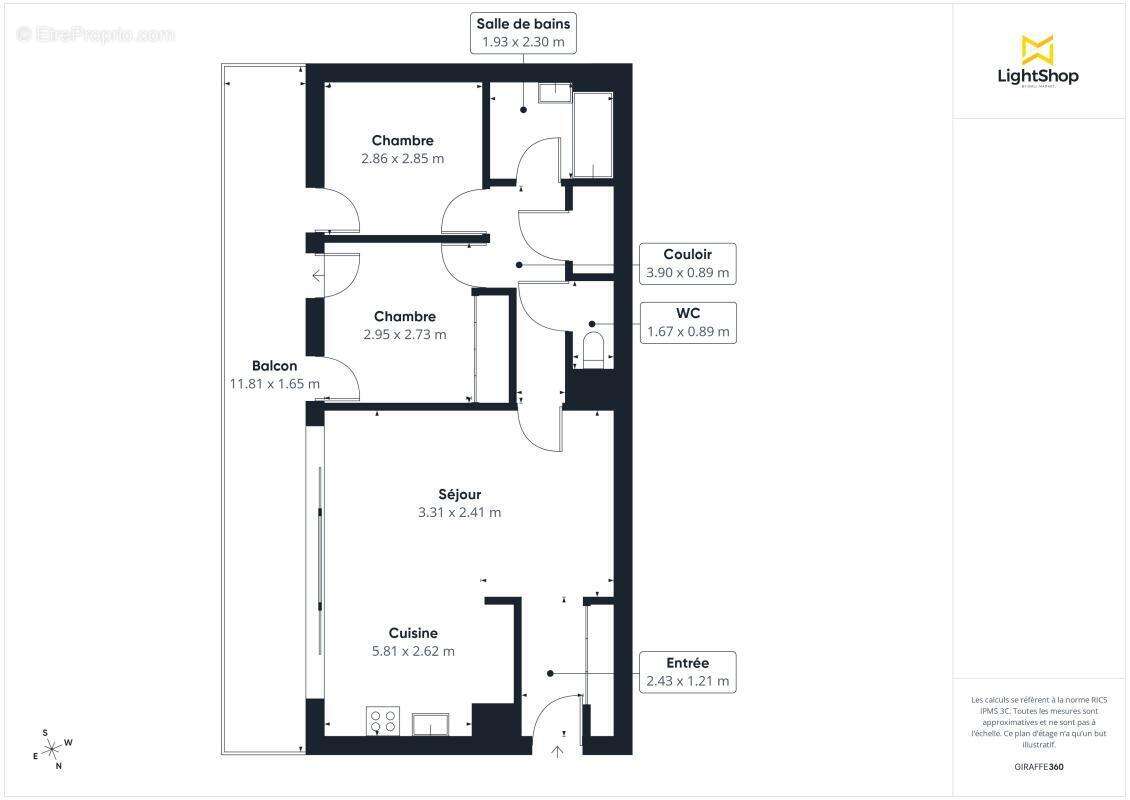 Appartement 3 pièces de 58,6 m² avec balcon et parking - Rue des Anciens Combattants d'Afrique, Bordeaux - photo 15