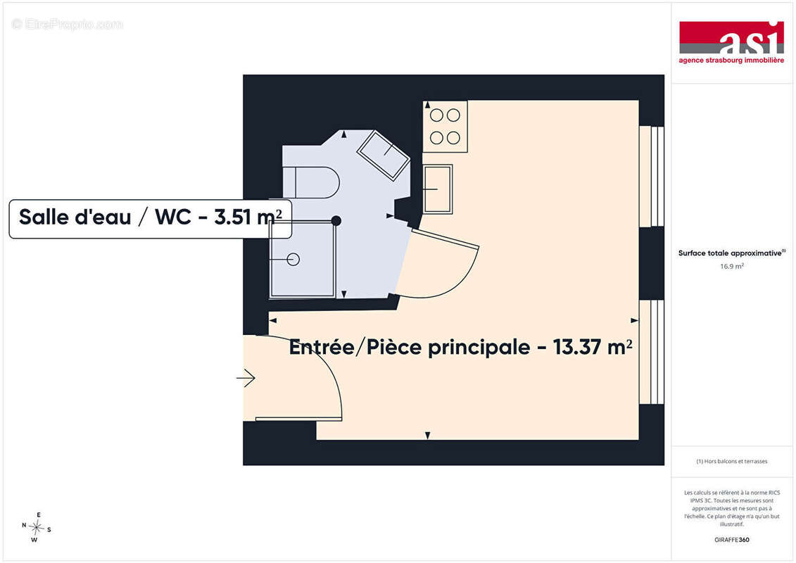 Studio meublé de 16.88 m² en vente rue du Fossé des Treize - photo 16