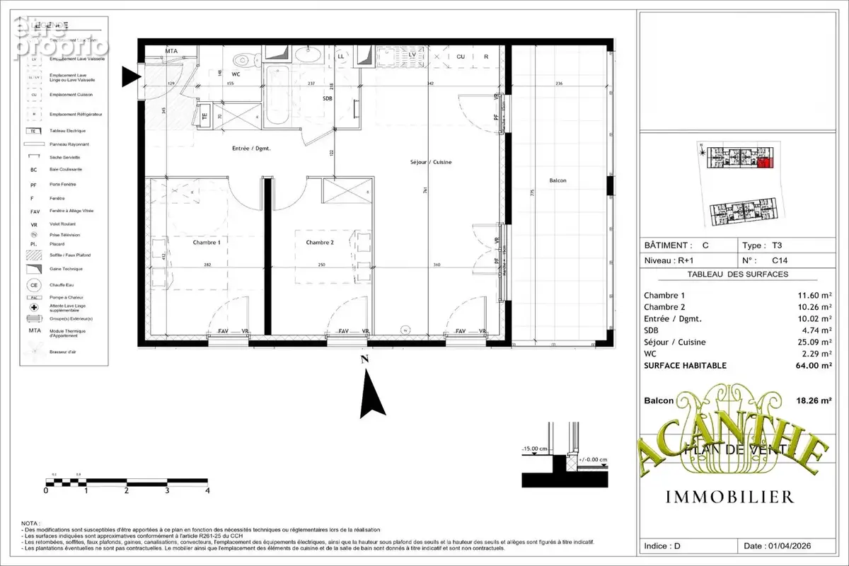 Appartement 64 m² à Castelnau-Le-Lez  - photo 2