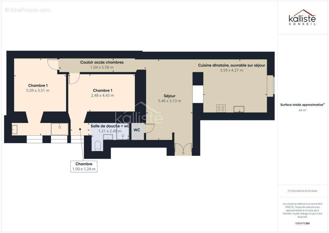 T3 Ajaccio centre : deux chambres, deux salles d'eau, zéro travaux - photo 11