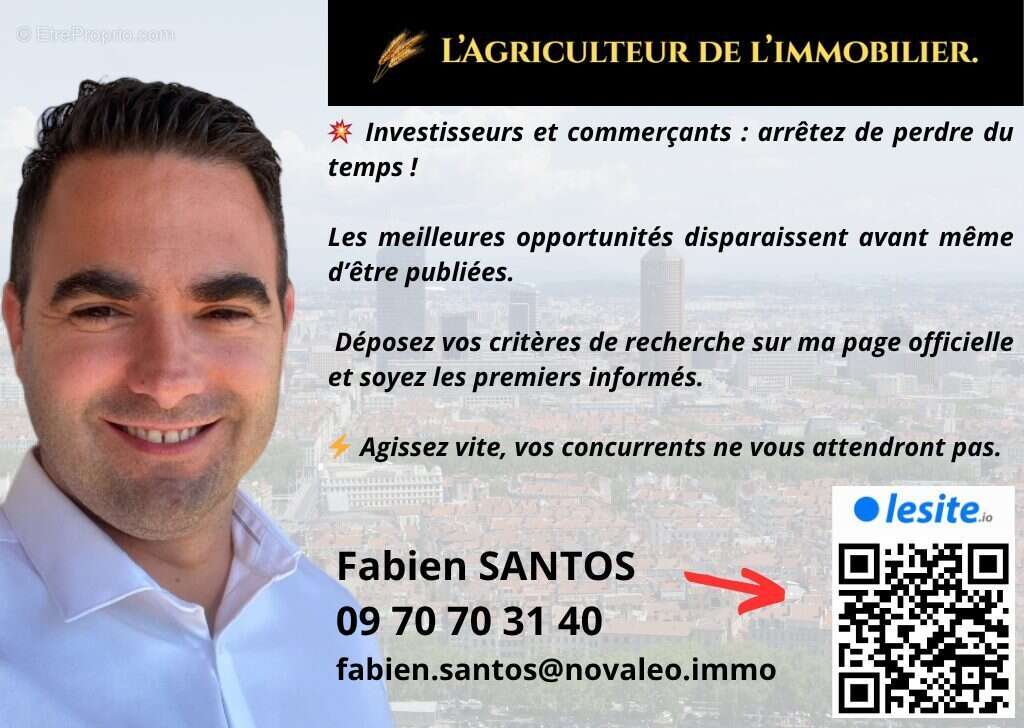 Fabien SANTOS - Négociateur Immobilier  Fonds de Commerce  Cession  Transaction  Achat-Vente  Bail Commercial  Investissement  Estimation  Lyon - Autre à VAULX-EN-VELIN