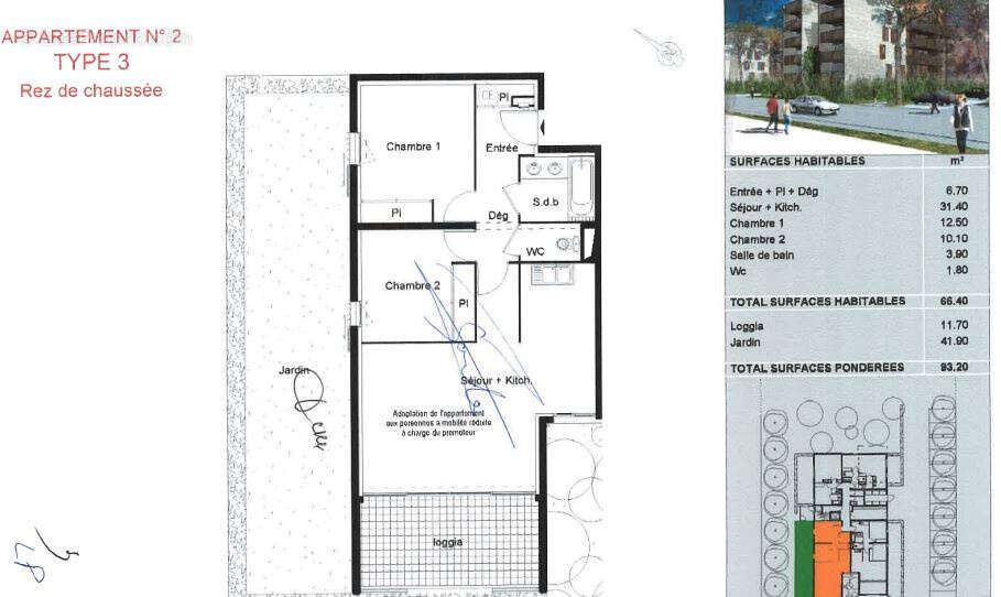 Bel appartement T3 avec terrasse, jardin, place de stationnement à Balaruc-Les-Bains - photo 2