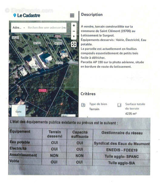 Terrain à SAINT-CLEMENT