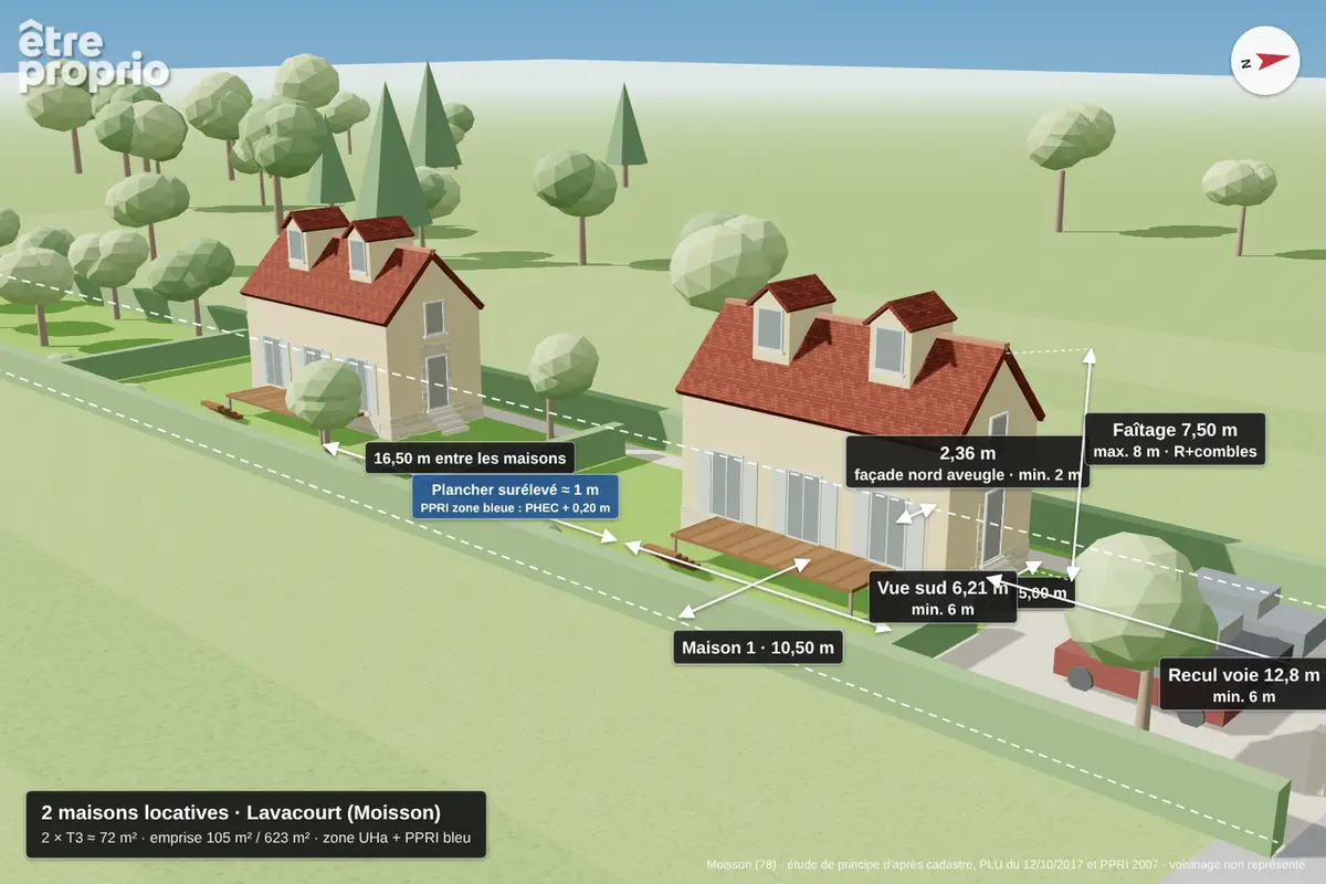 Terrain lavacourt 1558 m2 - possibilite 2 maisons !!! - photo 6