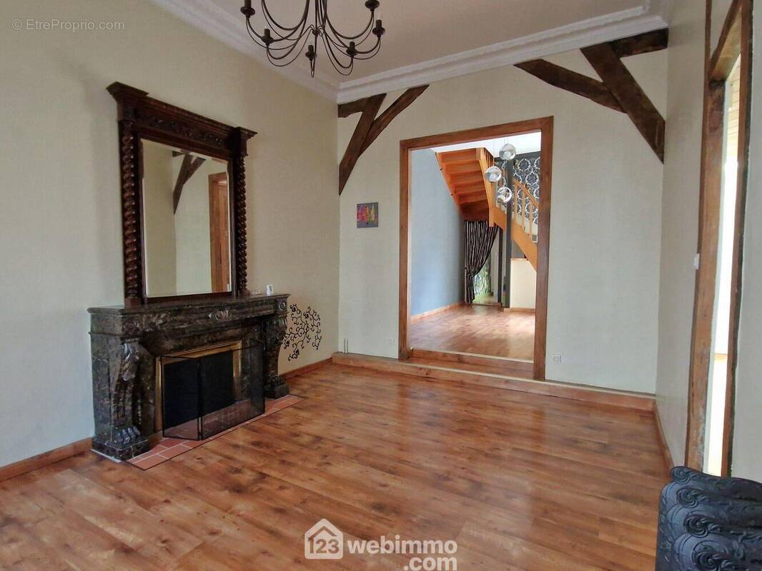 Pièce principale avec belle cheminée d'époque. - Appartement à LA ROCHE-SUR-YON