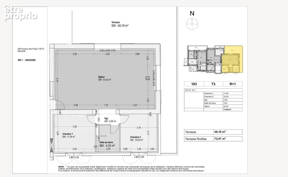 T3 terrasse , rooftop plus 2 parkings 412 584€ 13012 Marseille - photo 3