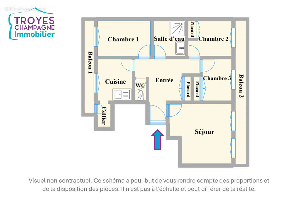 A vendre - appartement lumineux de 84.93m2 - proche gare de troyes - dernier etage - photo 11