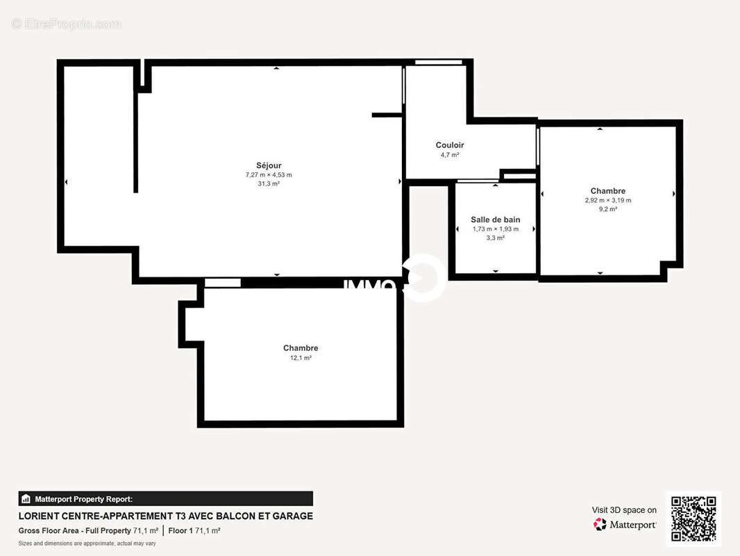 A vendre - lorient  centre ville - appartement recent de type 3 de 55m² avec balcon et garage - photo 15