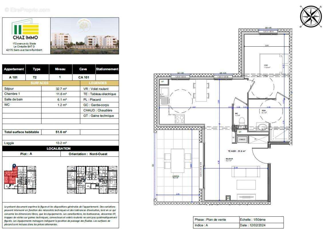 Appartement à LE COTEAU