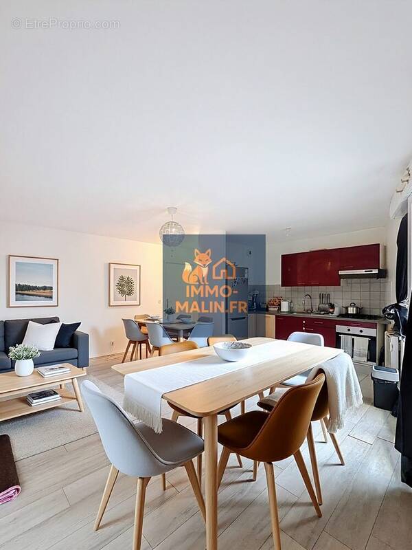 Salon - cuisine IA - Appartement à ARGENTEUIL