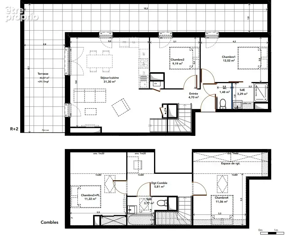 Appartement duplex dernier étage   93 m2 habitables   Terrasse 43 m2   2 parkings - photo 8
