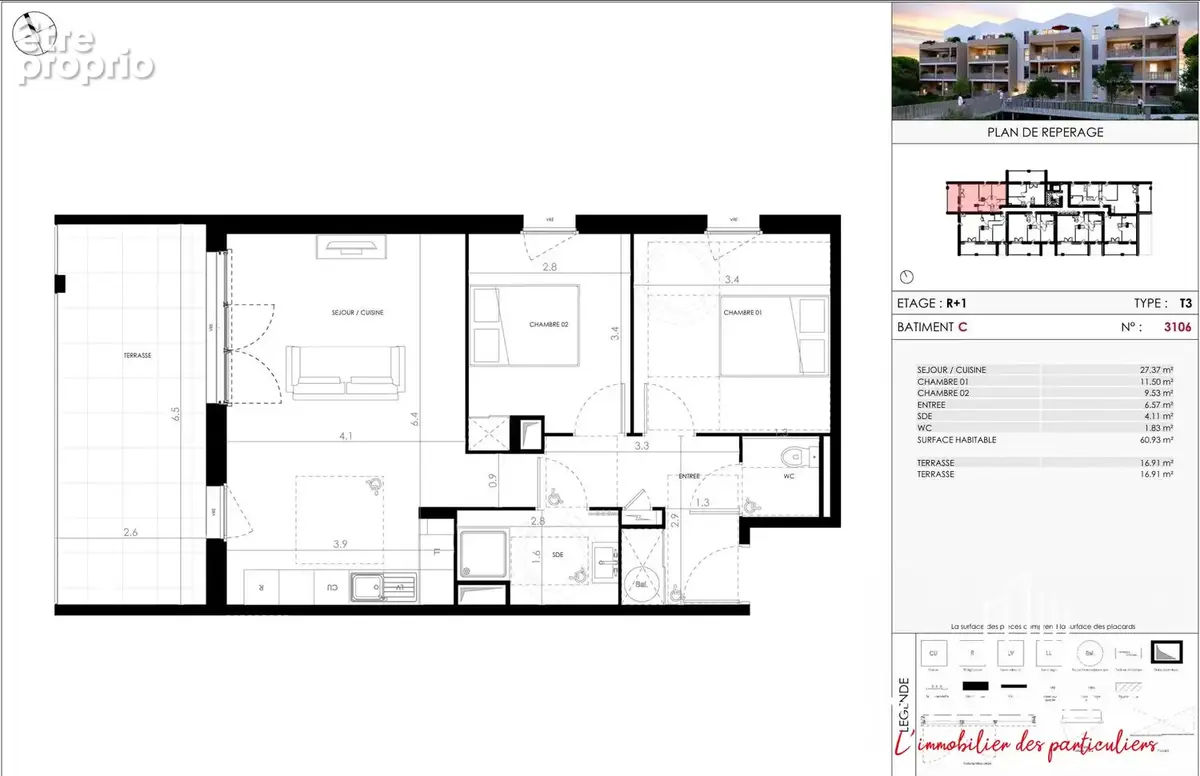 Appartement 3 pièces 61 m² à vendre à Cournonterral (34660) - photo 3