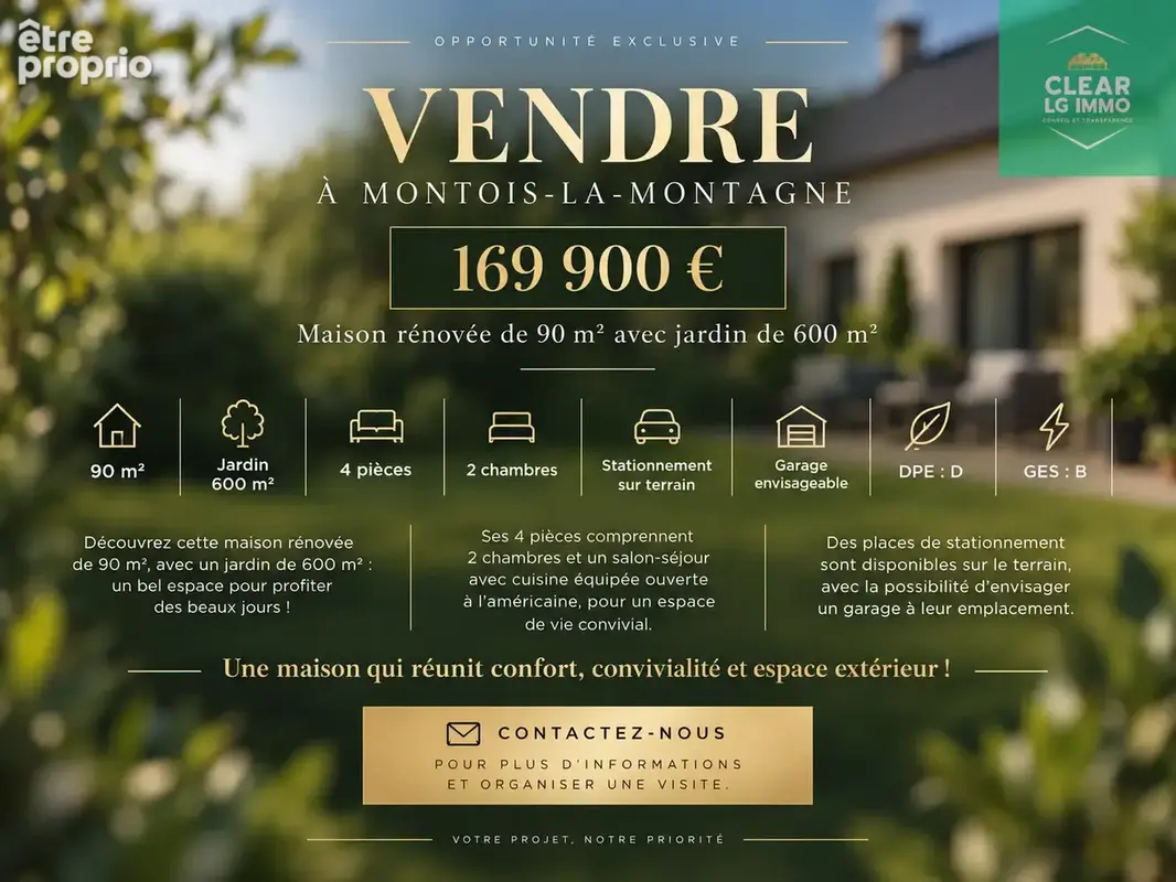 Photo Maison à Montois-La-Montagne au prix de 169 900€
