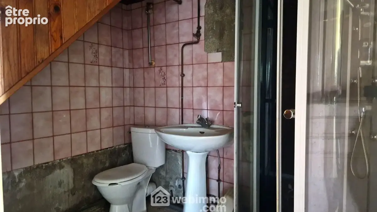 Une salle de douche avec wc
