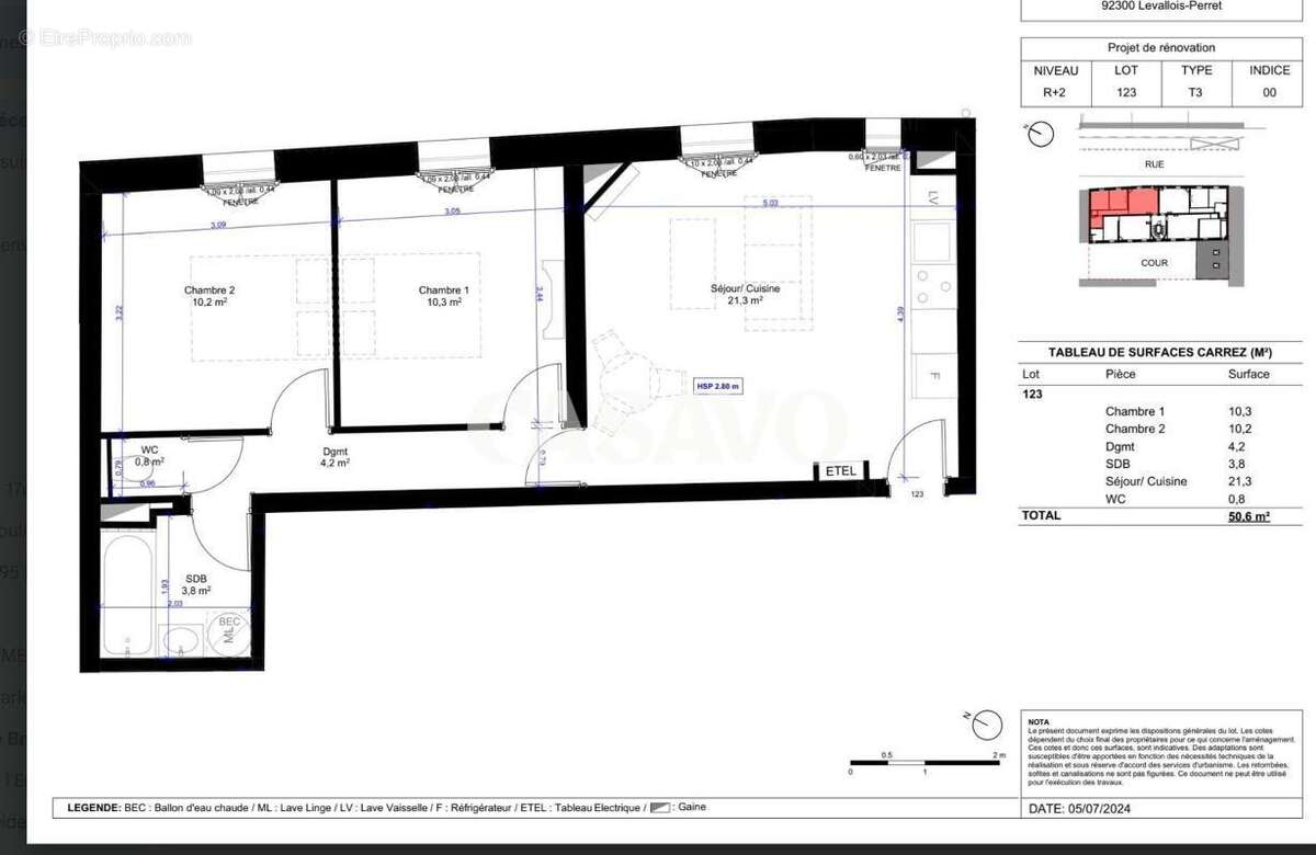Appartement à LEVALLOIS-PERRET