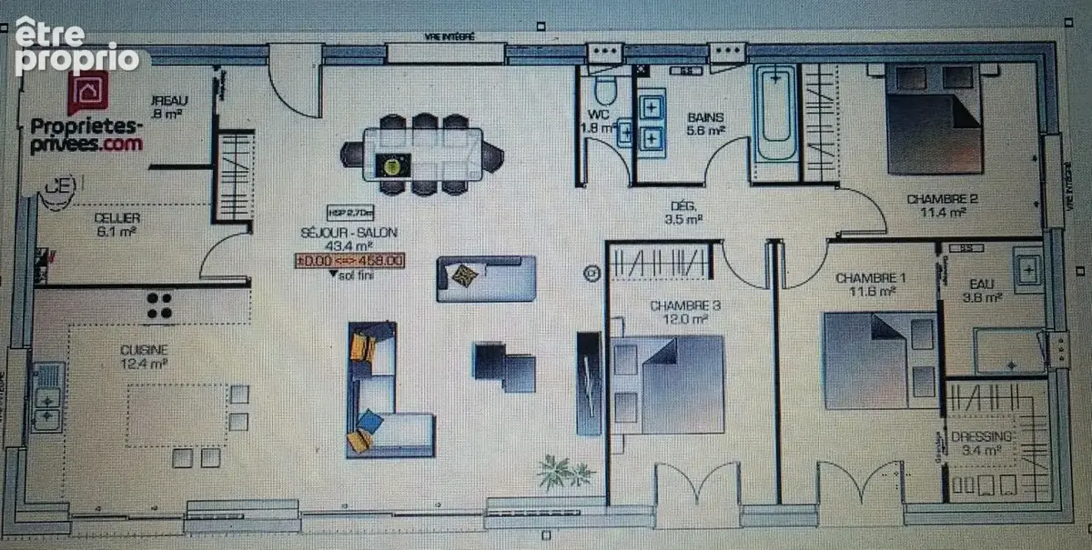 Villa de plain pied 5 pieces de 120 m2 et terrain clos et plat  de 2000 m2 - photo 6