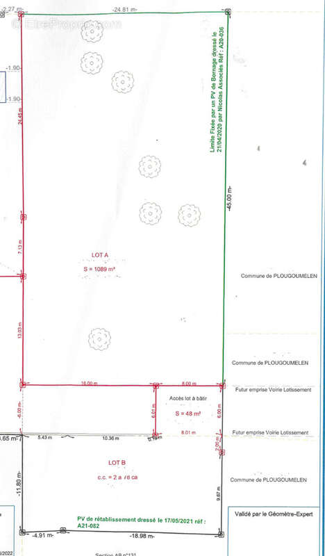 PLOUGOUMELEN, MOCQUARD immobilier, vous propose ce très beau terrain arboré, d'environ 1090m2 vendu borné et v - photo 3