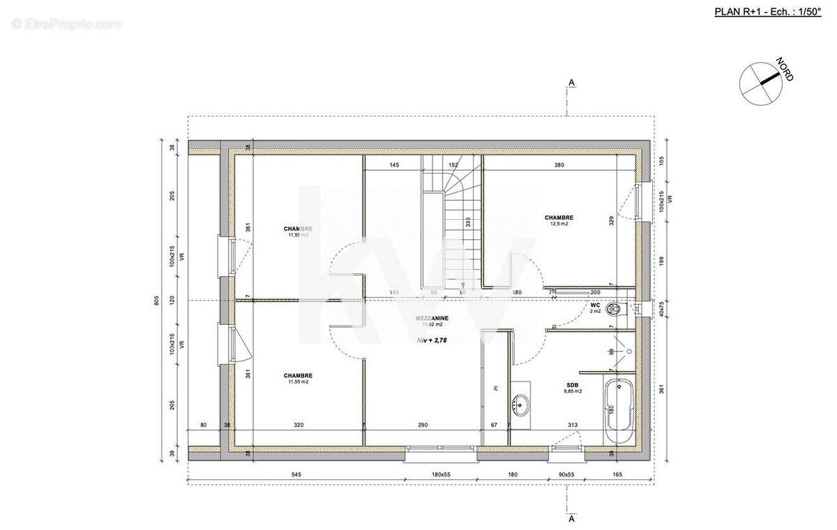 Plan étage - Maison à EVANS