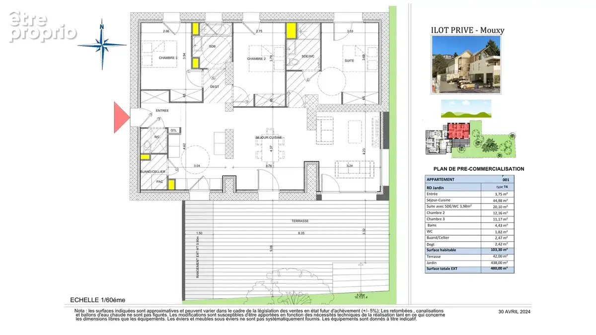 MOUXY - VEFA T4 103m2 avec jardin privé de 438m2 - vue montagnes - résidence neuve - photo 3